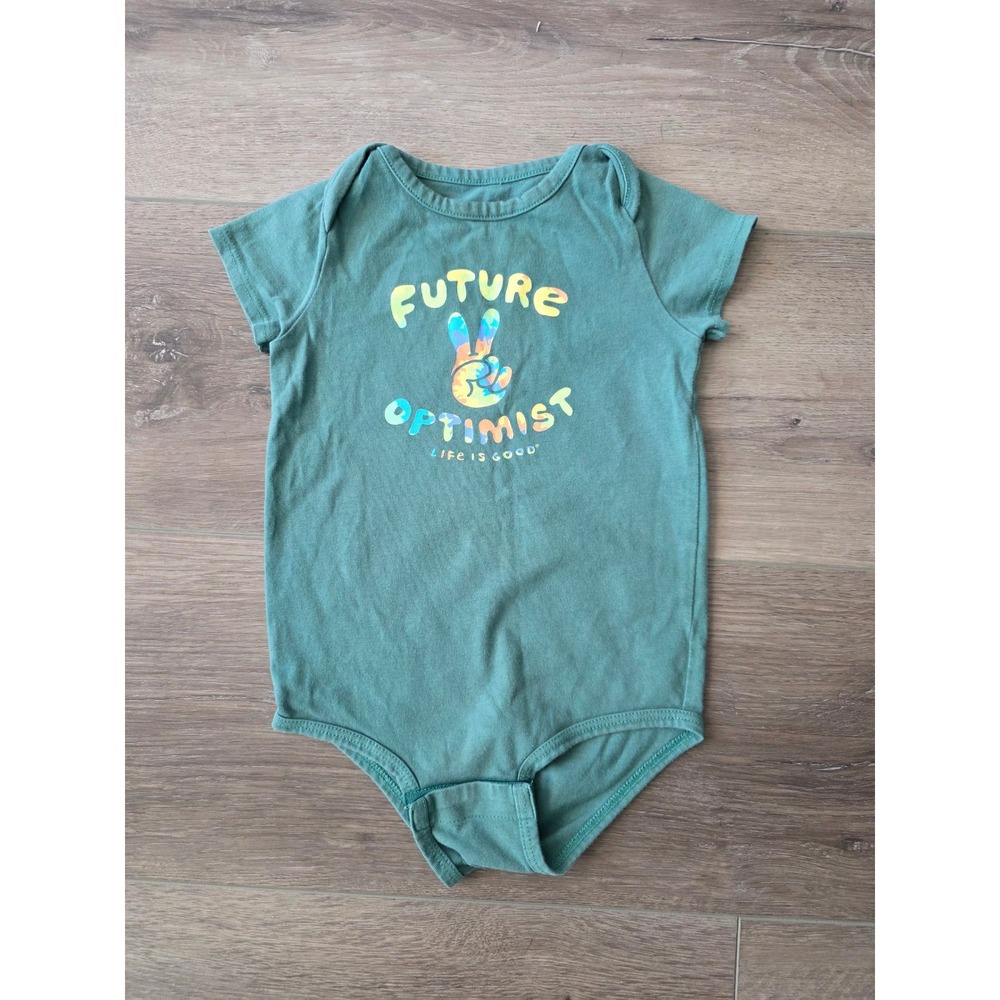 Life Is Good Infant Size 12-18 months Future Optimist Peace Sign‎ Bodysuit